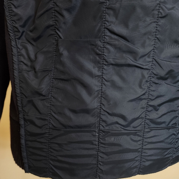 FCUK Hybrid Quilted Jacket Size Small Fleece Lined Navy Blue - Picture 11 of 14